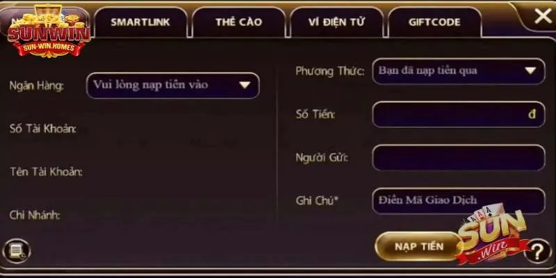 Hướng dẫn nạp tiền tại cổng cược SUNWIN từ a-z